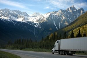 Big rig truck on a highway
